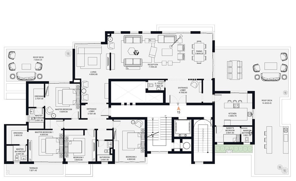 Floor plan for penthouse at O West Orascom
