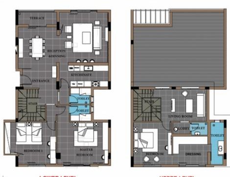 Floor plan for duplex at Trio
