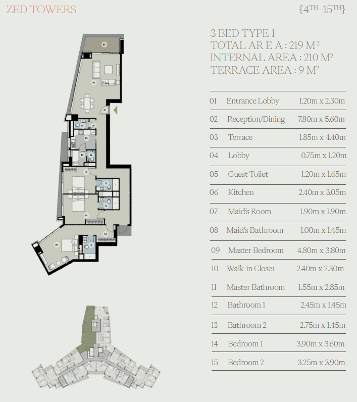 Floor plan for apartment at ZED