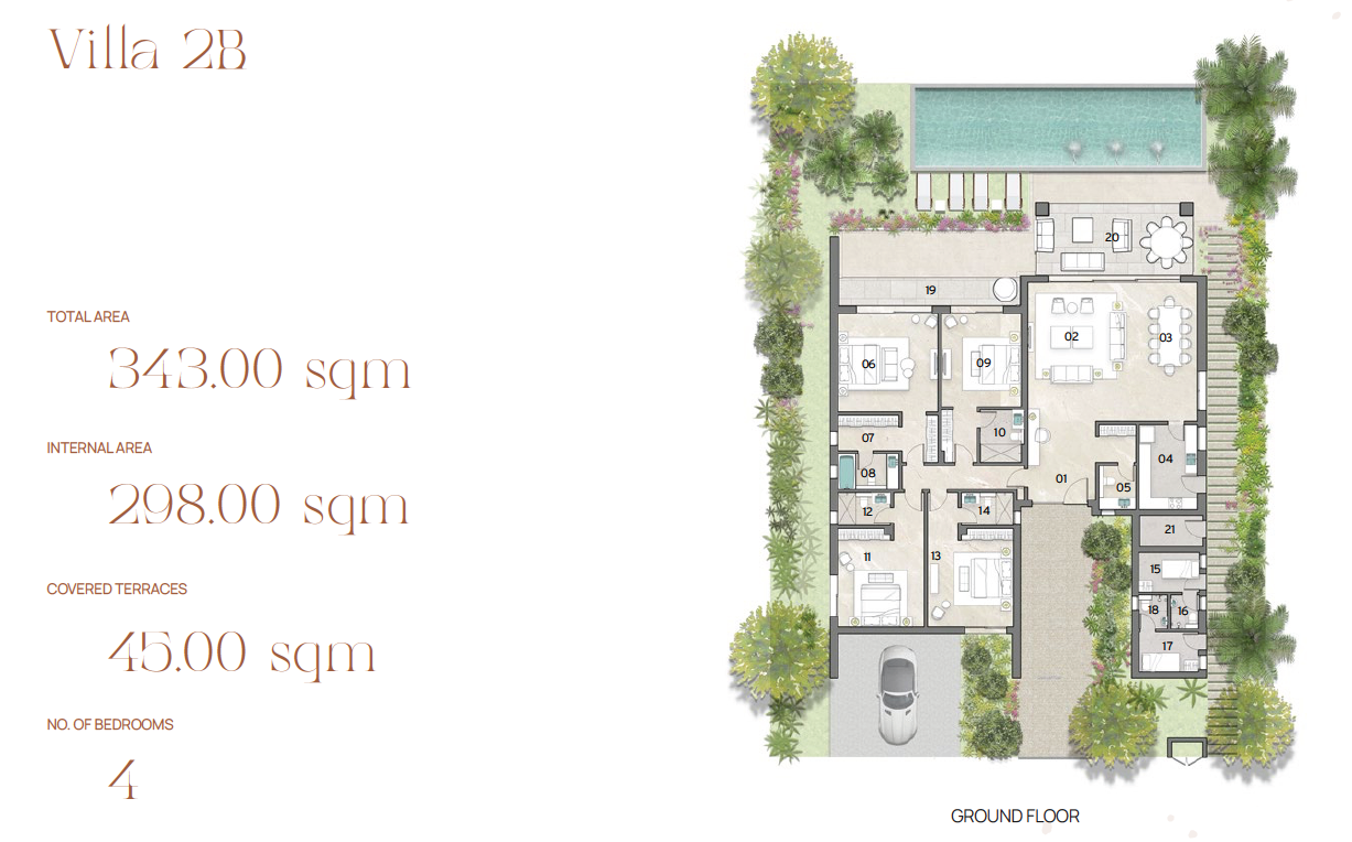 Floor plan for villa at Silversands