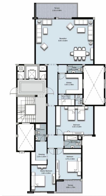 Floor plan for penthouse at Fifth Square Al Marasem