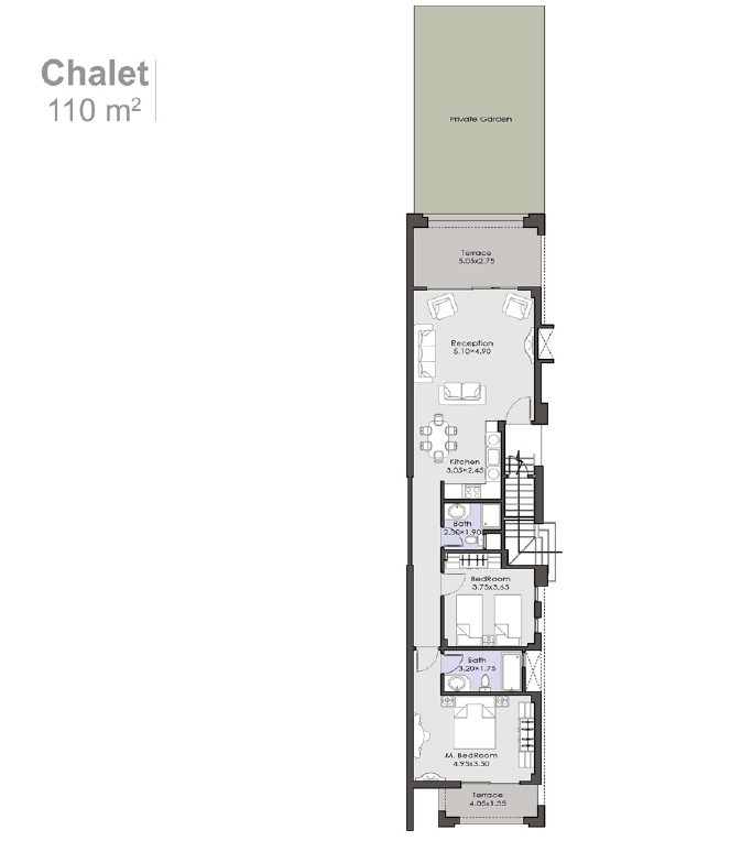 Floor plan for chalet at La Vista Ras El Hekma