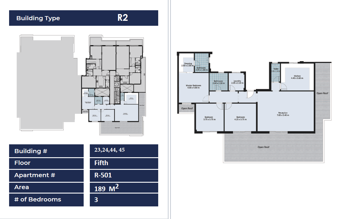 Floor plan for penthouse at Fifth Square Al Marasem
