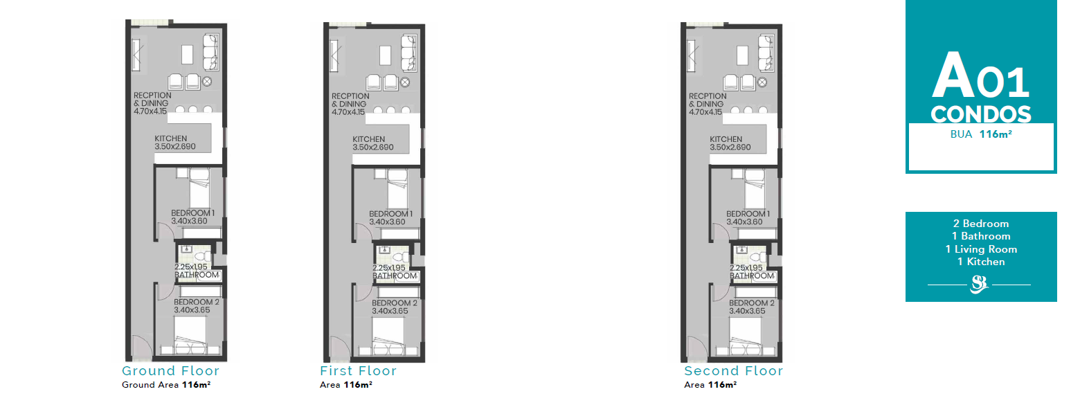 Floor plan for apartment at Smeralda Bay Sidi Heneish -Sbay