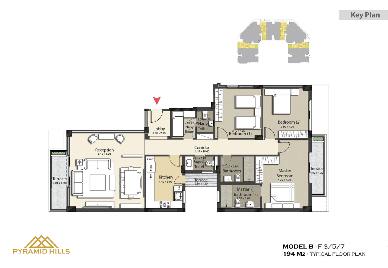 Floor plan for apartment at Pyramid Hills