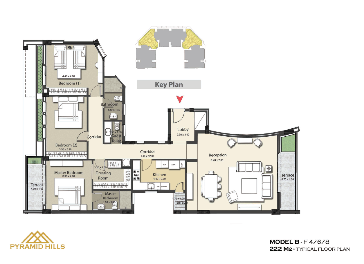 Floor plan for apartment at Pyramid Hills