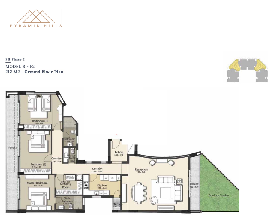 Floor plan for apartment at Pyramid Hills