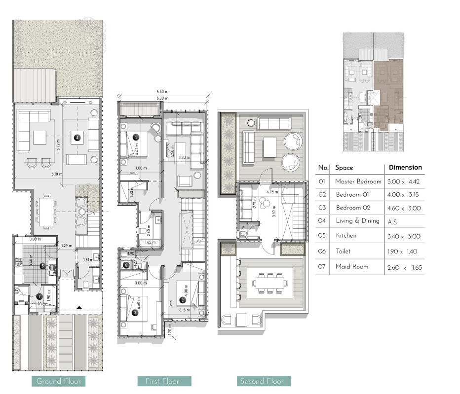 Floor plan for townhouse at Rosail