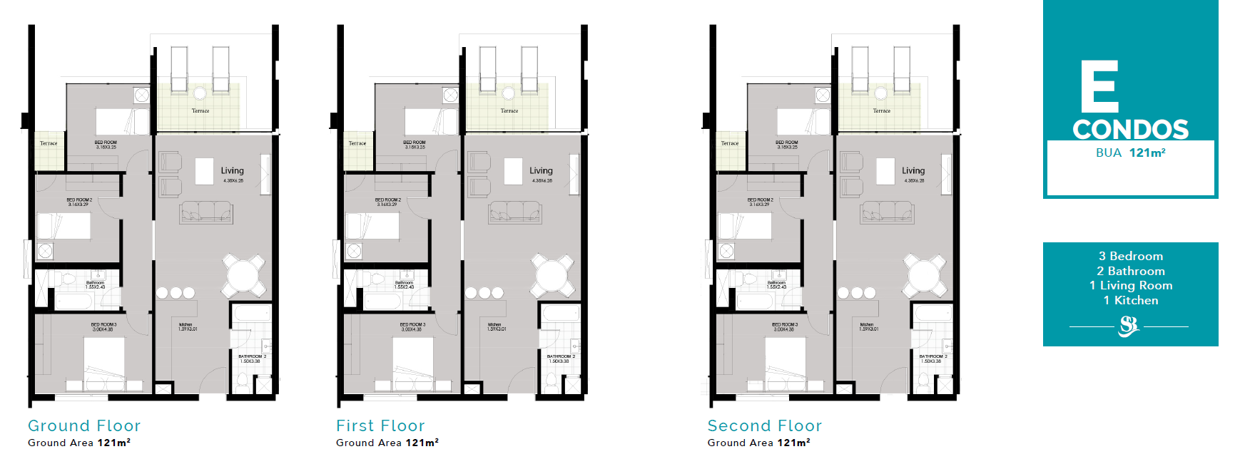 Floor plan for apartment at Smeralda Bay Sidi Heneish -Sbay