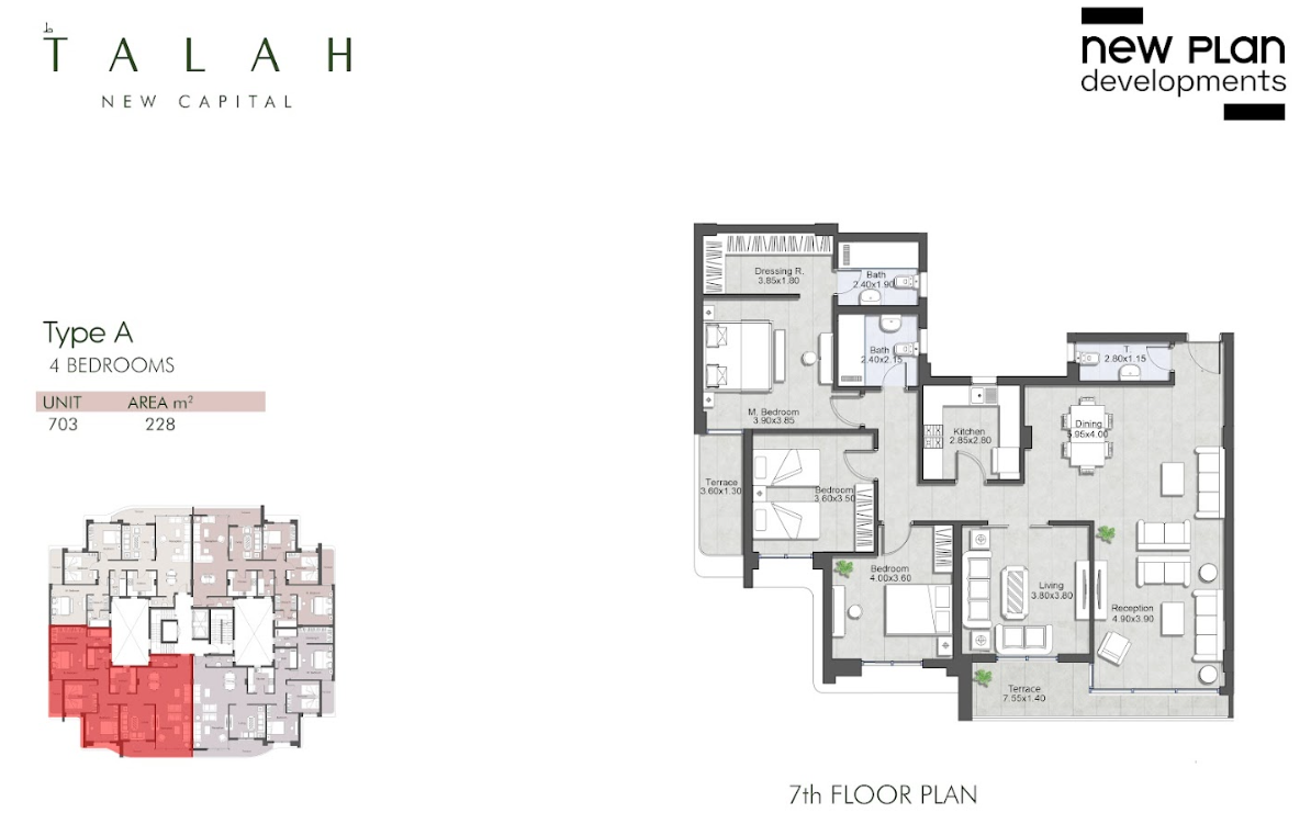 Floor plan for apartment at Talah
