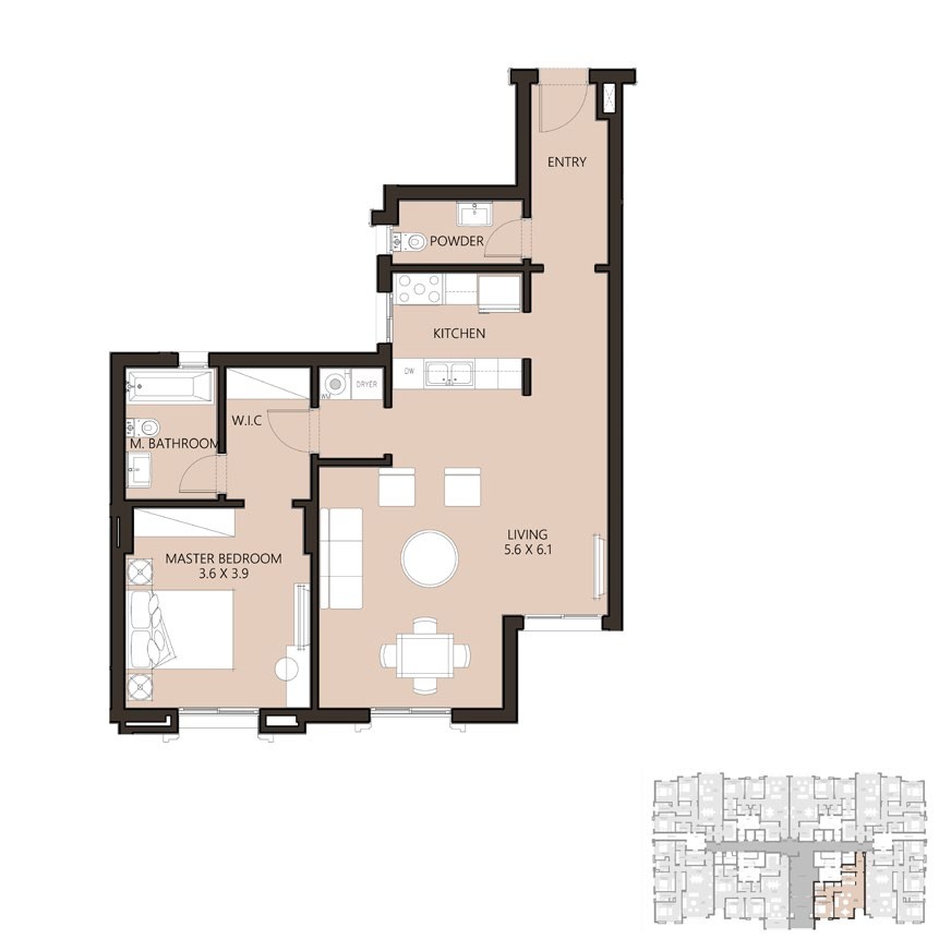 Floor plan for apartment at The Duos  Mivida