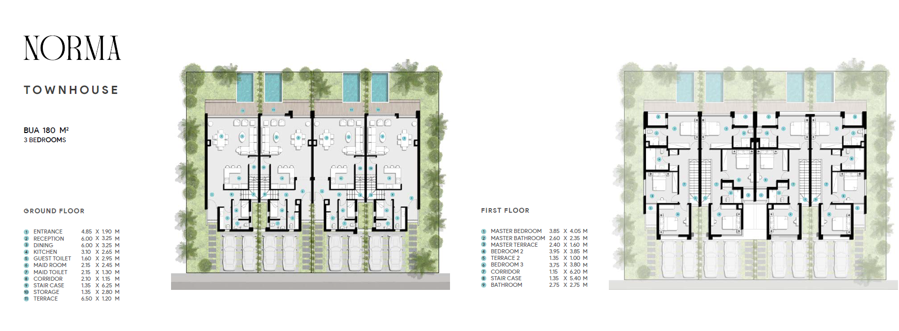 Floor plan for townhouse at Azha North Coast