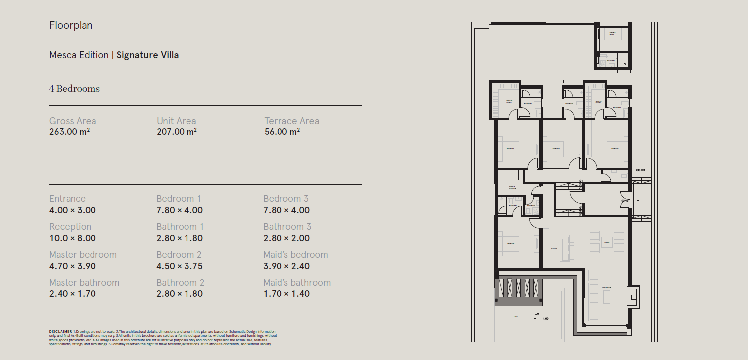 Floor plan for villa at Mesca Somabay