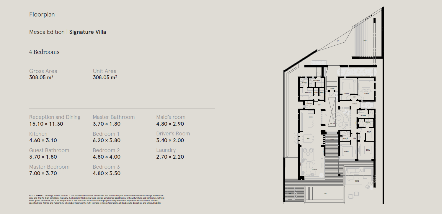 Floor plan for villa at Mesca Somabay