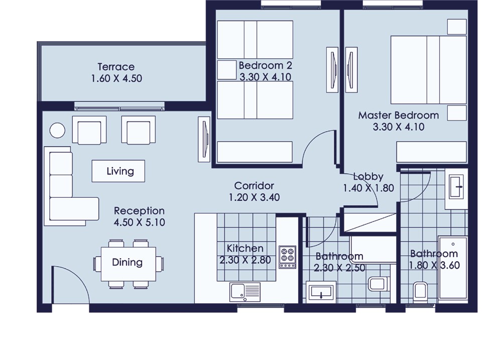 Floor plan for chalet at Bo Sands