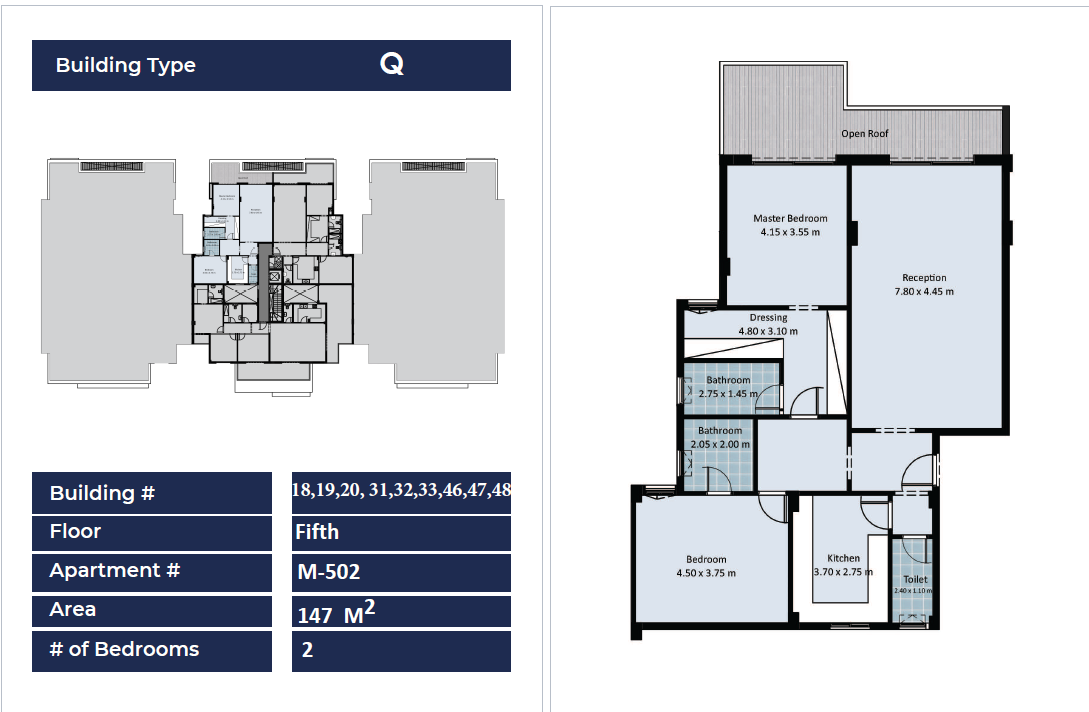 Floor plan for penthouse at Fifth Square Al Marasem