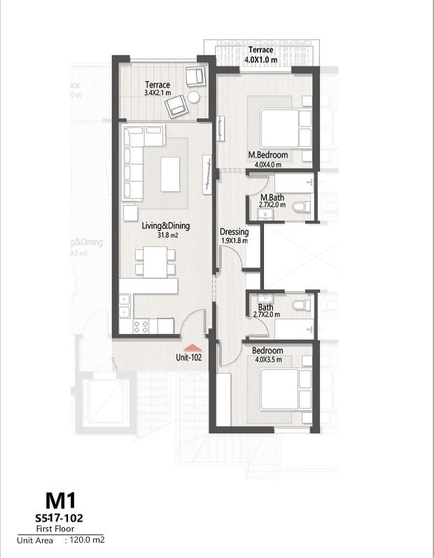 Floor plan for chalet at Masaya