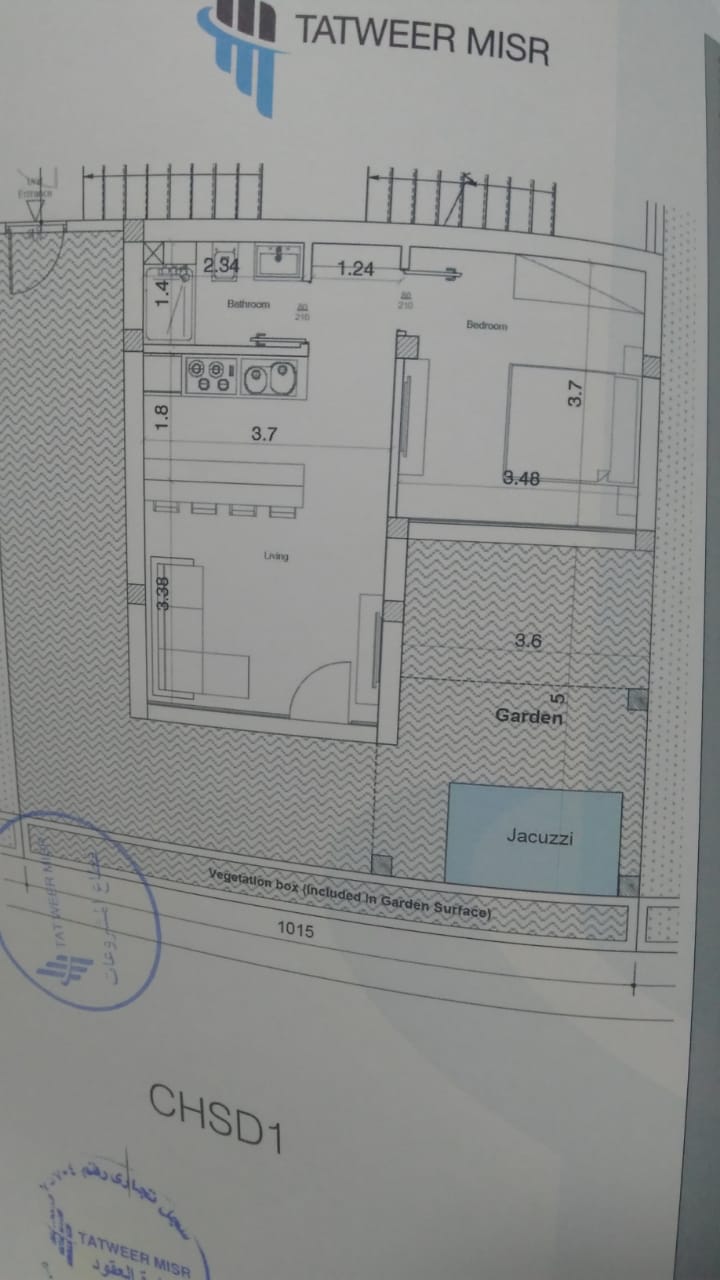 Floor plan for studio at Il Monte Galala