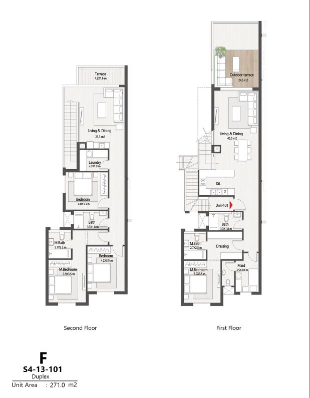 Floor plan for duplex at Masaya