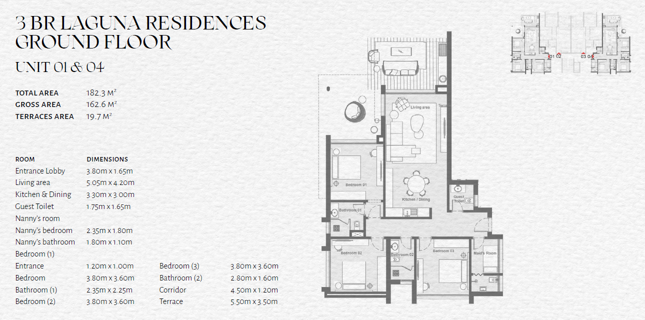 Floor plan for apartment at The Med