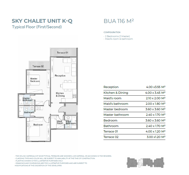 Floor plan for chalet at Telal Sokhna