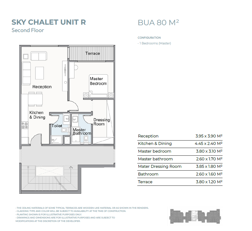 Floor plan for chalet at Telal Sokhna