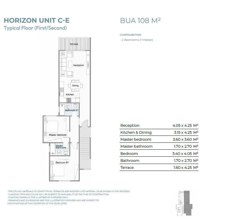 Floor plan for chalet at Telal Sokhna
