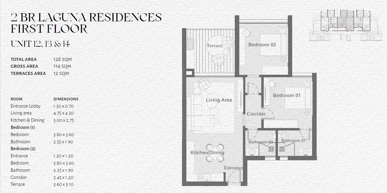 Floor plan for apartment at The Med