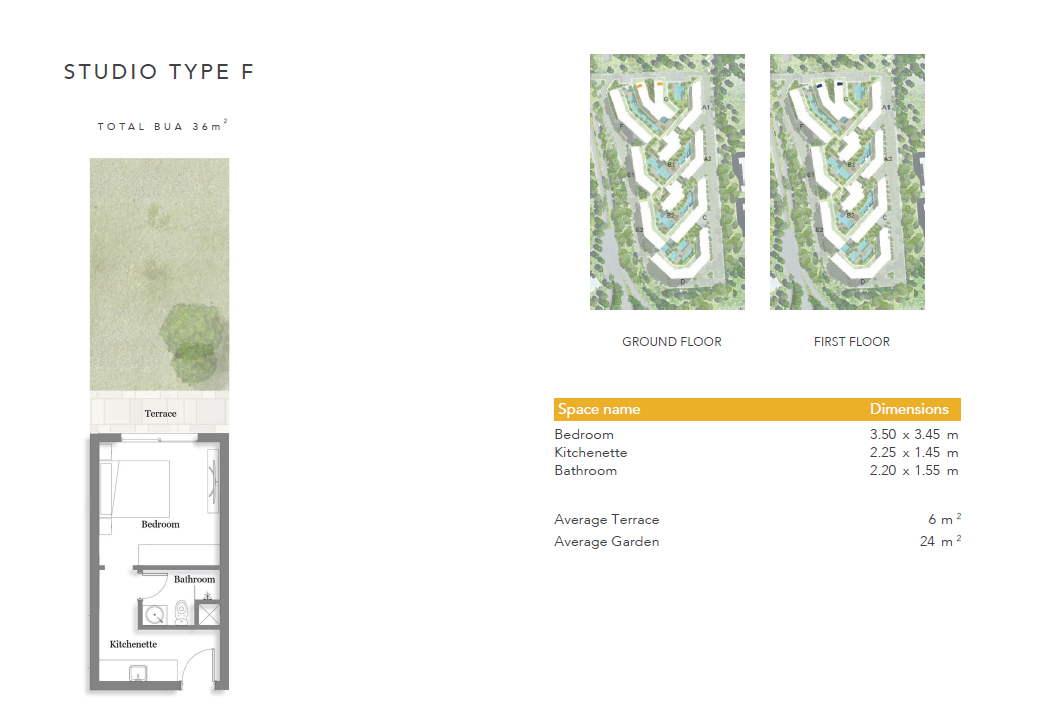 Floor plan for studio at Jefaira