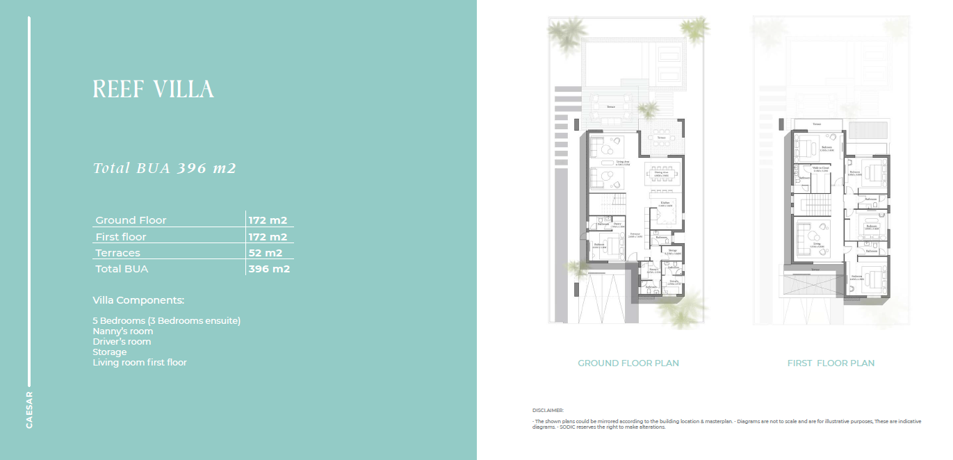 Floor plan for villa at Caesar