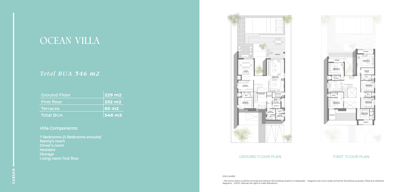 Floor plan for villa at Caesar