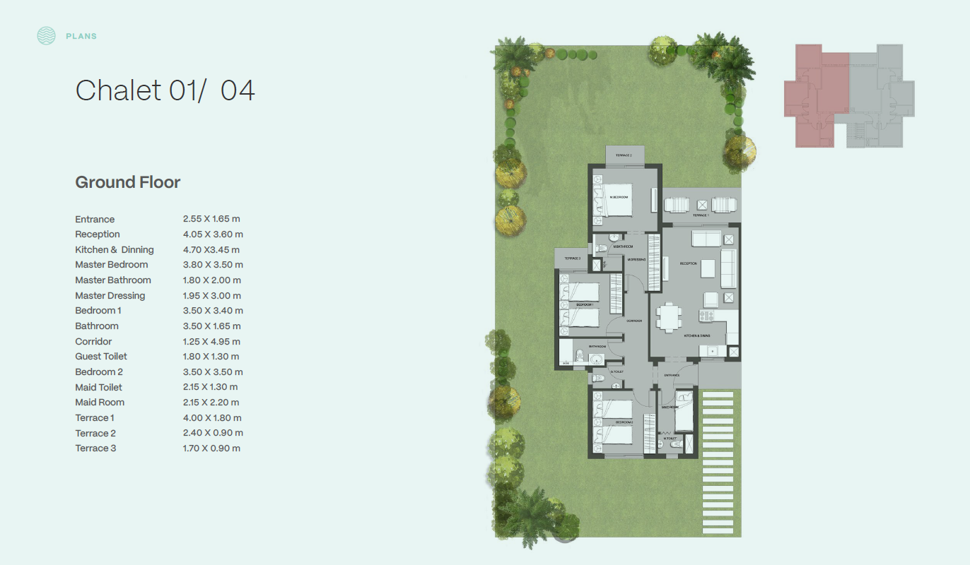Floor plan for chalet at Seazen