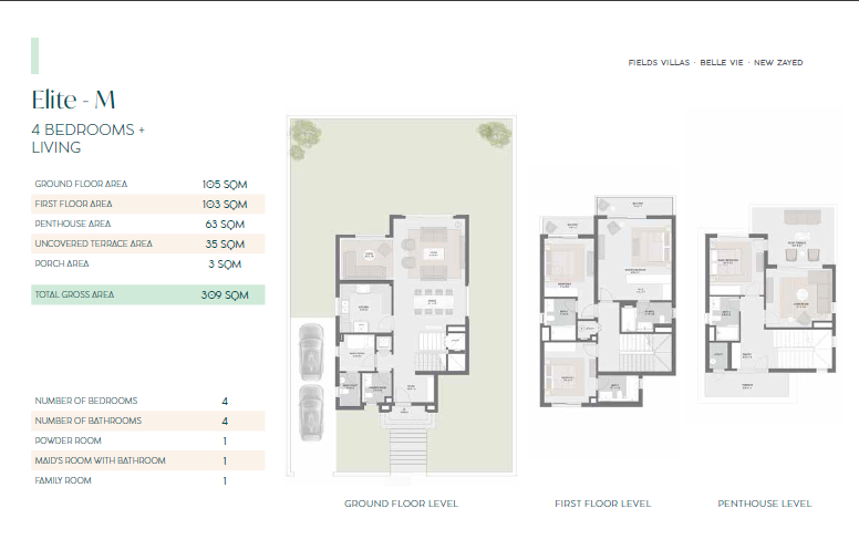 Floor plan for villa at Belle Vie