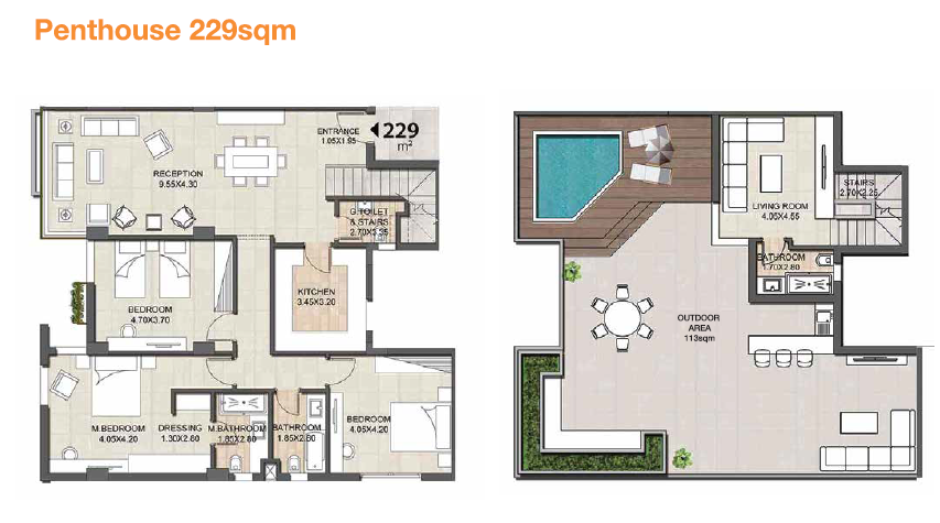 Floor plan for penthouse at Granda Life
