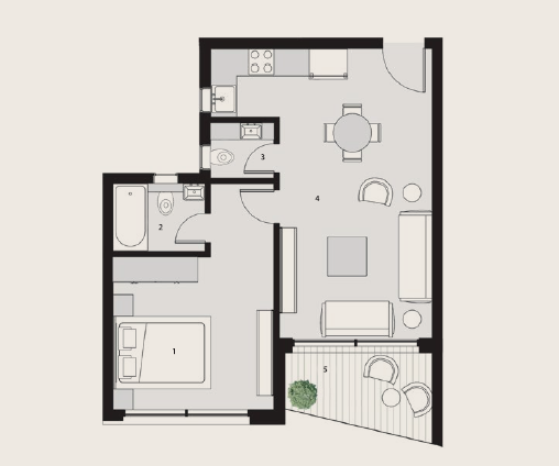 Floor plan for studio at The Median Residences