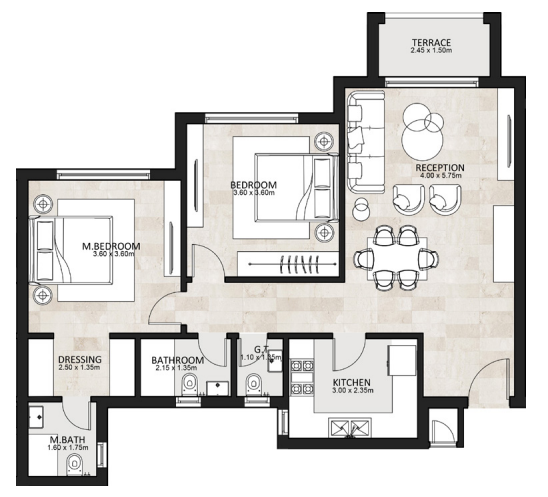 Floor plan for apartment at Garden Lakes