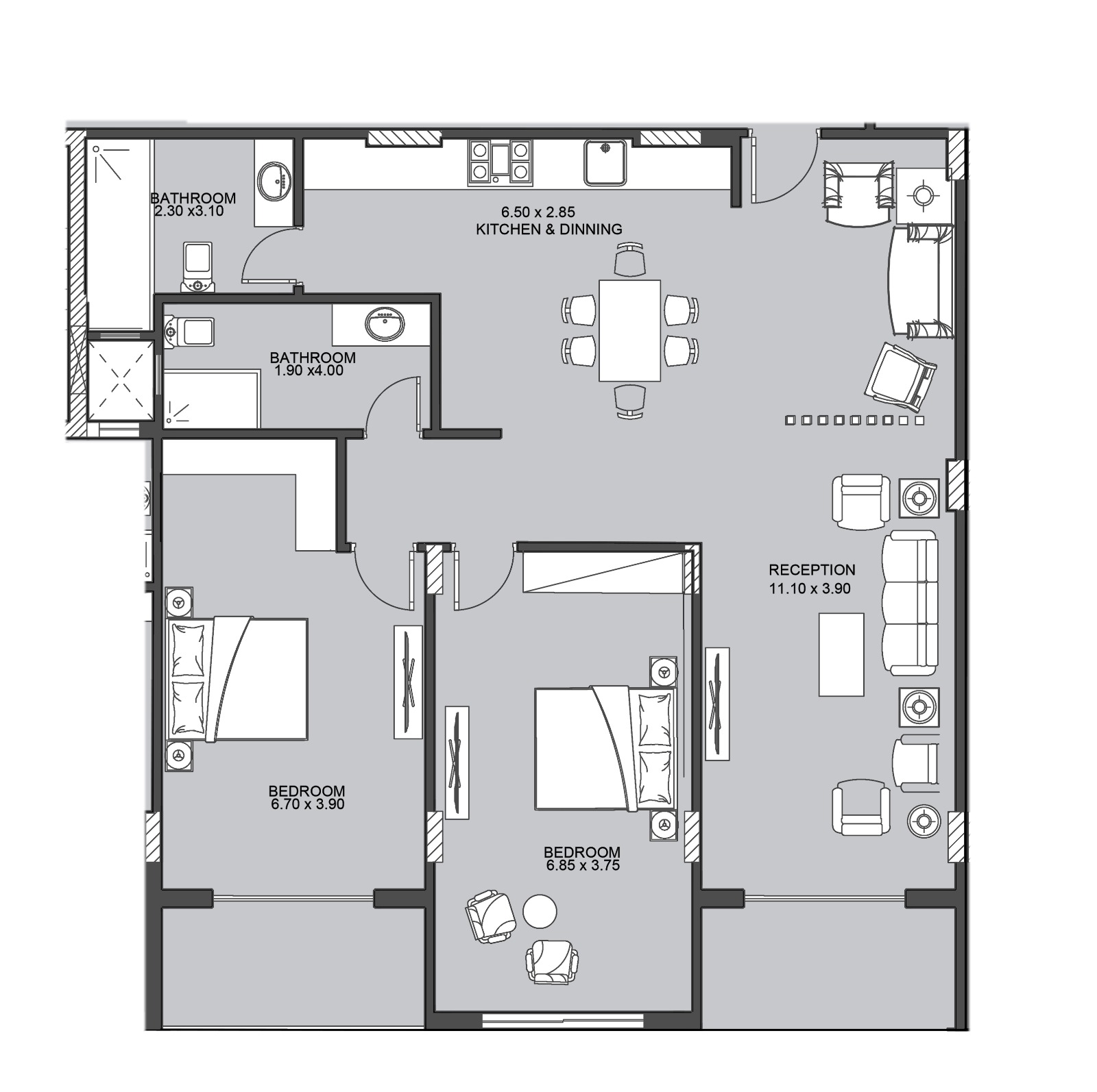 Floor plan for duplex at Direction White