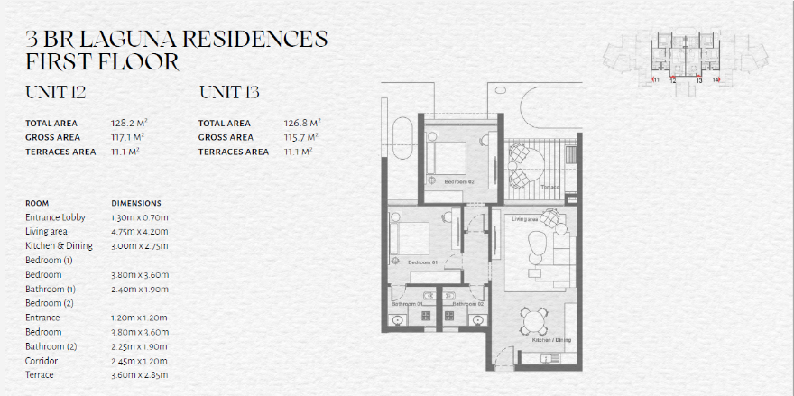 Floor plan for apartment at The Med
