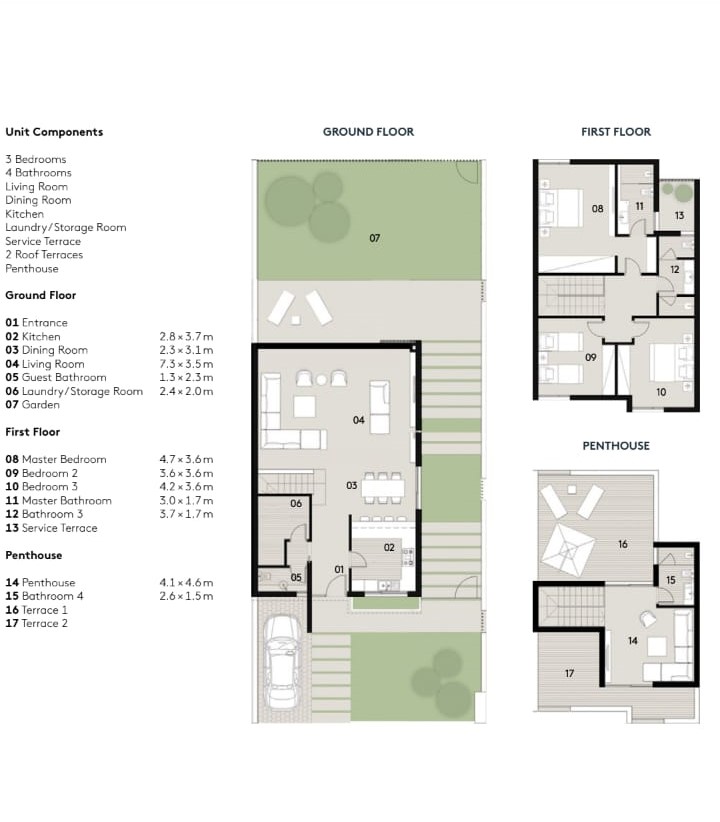 Floor plan for townhouse at Al Burouj
