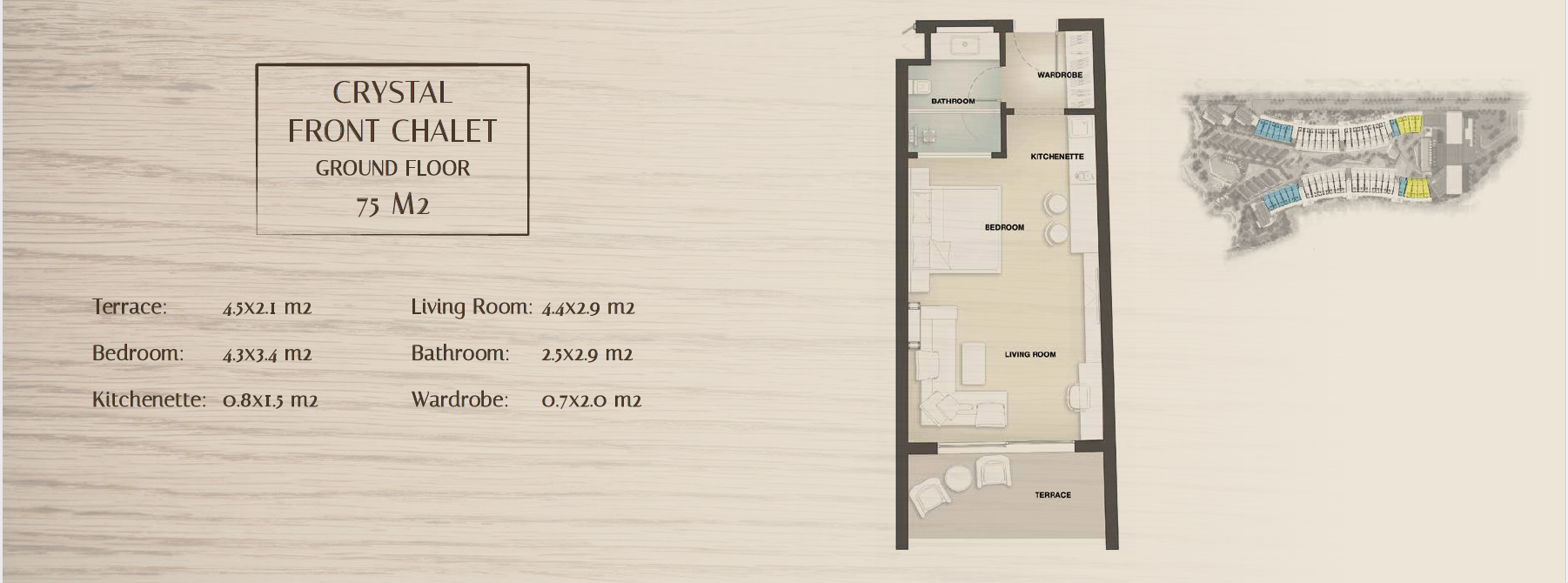 Floor plan for chalet at Bayside
