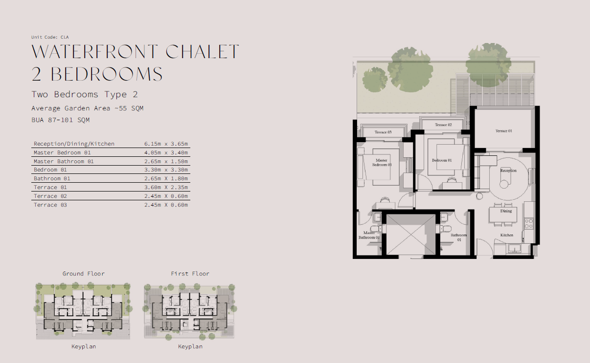 Floor plan for chalet at Ayla Jefaira