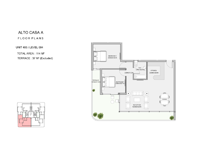 Floor plan for duplex at Atika