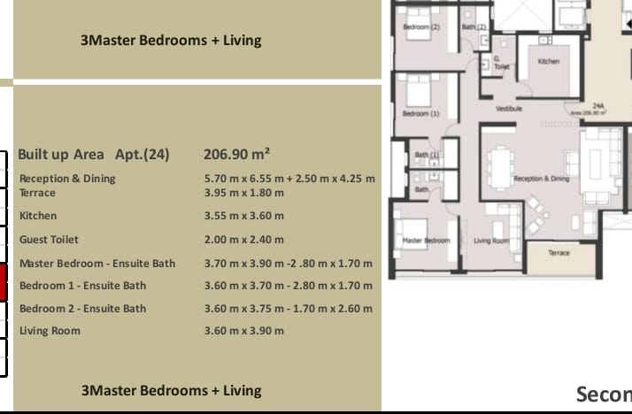Floor plan for apartment at Palm Hills New Cairo