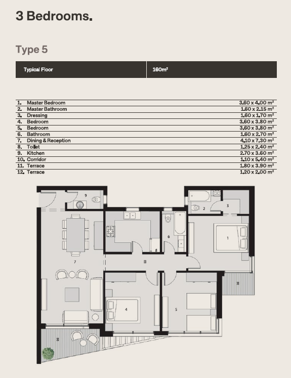 Floor plan for apartment at The Median Residences