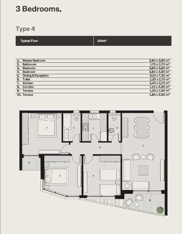 Floor plan for apartment at The Median Residences