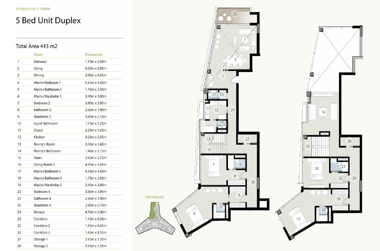 Floor plan for duplex at Zed Tower