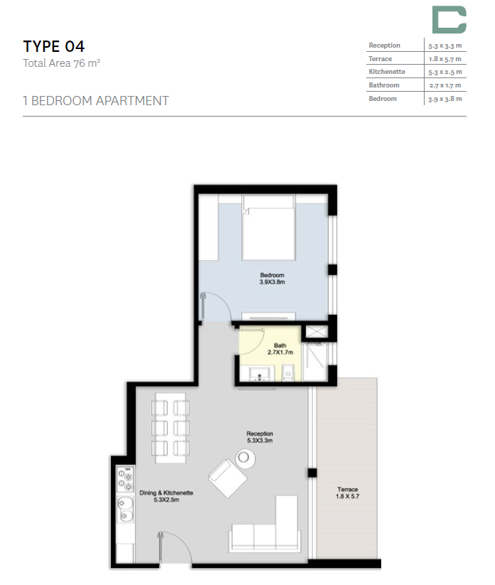 Floor plan for apartment at Bloomfields
