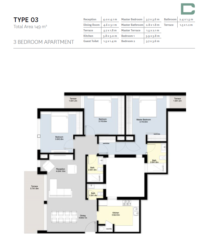 Floor plan for apartment at Bloomfields