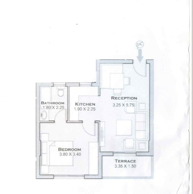 Floor plan for studio at Taj City
