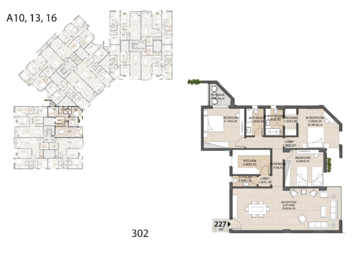 Floor plan for penthouse at Granda Life